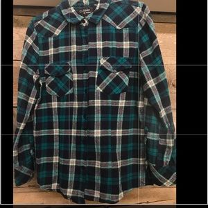Ci Sono blue plaid flannel shirt